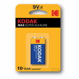 Батарейка алкалиновая 1 шт. KODAK Max Super Alkaline, Крона 9V (6LR61, 6LF22, 1604A), блистер