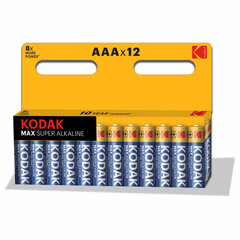 Батарейки алкалиновые &laquo;мизинчиковые&raquo; КОМПЛЕКТ 12 шт., KODAK Max Super Alkaline, ААА (LR03, 24А), блистер
