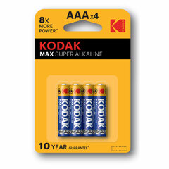 Батарейки алкалиновые &laquo;мизинчиковые&raquo; КОМПЛЕКТ 4 шт., KODAK Max Super Alkaline, ААА (LR03,15А), блистер