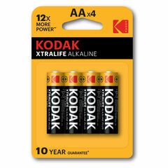 Батарейки алкалиновые &laquo;пальчиковые&raquo; КОМПЛЕКТ 4 шт., KODAK Xtralife Alkaline, АА (LR6, 24А), блистер