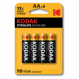 Батарейки алкалиновые "пальчиковые" КОМПЛЕКТ 4 шт., KODAK Xtralife Alkaline, АА (LR6, 24А), блистер