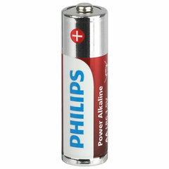 Батарейки алкалиновые &laquo;пальчиковые&raquo; КОМПЛЕКТ 4 шт., PHILIPS Power Alkaline, АА (LR6, 24А), блистер