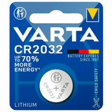 Батарейка литиевая VARTA ELECTRONICS CR2032 "таблетка, дисковая, кнопочная" 1 шт., блистер