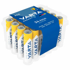 Батарейки алкалиновые &laquo;мизинчиковые&raquo; КОМПЛЕКТ 24 шт., VARTA ENERGY, ААА (LR03,15А), пластиковый бокс