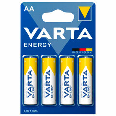 Батарейки алкалиновые &laquo;пальчиковые&raquo; КОМПЛЕКТ 4 шт., VARTA ENERGY, АА (LR6, 24А), блистер