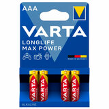 Батарейки алкалиновые "мизинчиковые" КОМПЛЕКТ 4 шт., VARTA LONGLIFE MAX POWER, ААА (LR03,15А), блистер