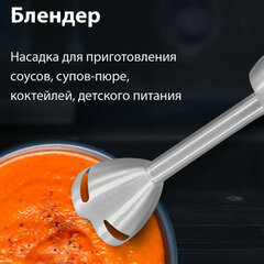 Блендер погружной BQ (БИ-КЬЮ) HB421PS, 1400 Вт, 12 скоростей, 5 насадок, стакан, черный