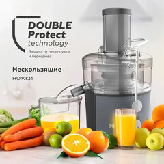 Соковыжималка BQ (БИ-КЬЮ) J1008, 1200 Вт, стакан 1,1 л, емкость жмыха 0,9 л, металл, серый