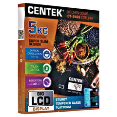 Весы кухонные CENTEK CT-2462 &laquo;Специи&raquo;, электронный дисплей, max вес 5 кг, тарокомпенсация, стекло