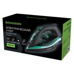 Утюг паровой BRASSON (БРАССОН) SI-2550, 2400Вт, керамика, автоотключение, антикапля, ШНУР 2,8м, самоочистка, графит/<wbr/>бирюзовый, 458309