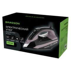 Утюг паровой BRASSON (БРАССОН) SI-2340, 2700Вт, керамика, автоотключение, антикапля, ШНУР 2,8м, самоочистка, графит/<wbr/>розовый, 458310