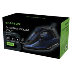 Утюг паровой BRASSON (БРАССОН) SI-2530, 3000Вт, керамика, автоотключение, антикапля, ШНУР 2,8м, самоочистка, черный/<wbr/>синий, 458311