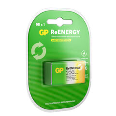Батарейка аккумуляторная GP ReEnergy Ni-Mh 1 шт., &laquo;Крона&raquo; (20R8H 9V), 200 mAh, 20R8HRGY-2CRCB1