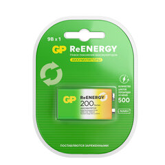 Батарейка аккумуляторная GP ReEnergy Ni-Mh 1 шт., &laquo;Крона&raquo; (20R8H 9V), 200 mAh, 20R8HRGY-2CRCB1