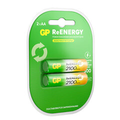 Батарейки аккумуляторные GP ReEnergy Ni-Mh пальчиковые КОМПЛЕКТ 2 шт., AA (HR6), 2000 mAh, 210AAHCRGY