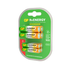 Батарейки аккумуляторные GP ReEnergy Ni-Mh НАБОР 8 шт. (ПРОМО 4+4), AA+ААА (HR6+HR03), 2000 mAh + 750 mAh