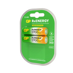 Батарейки аккумуляторные GP ReEnergy Ni-Mh пальчиковые КОМПЛЕКТ 2 шт., АА (HR6), 2600 mAh, 270AAHCRGY