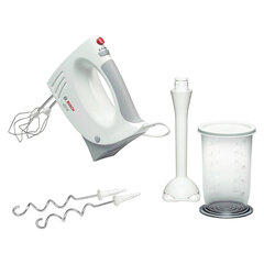 Миксер BOSCH MFQ 3540, 450 Вт, 5 скоростей, 2 венчика, 2 крюка для теста, стакан, белый
