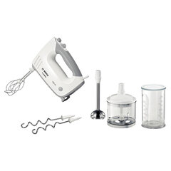 Миксер BOSCH MFQ 36480, 450 Вт, 5 скоростей, 6 насадок, стакан, белый