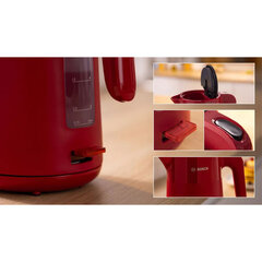 Чайник BOSCH TWK 2M164, 1,7 л, 2400 Вт, закрытый нагревательный элемент, пластик, красный