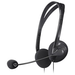 Наушники с микрофоном (гарнитура) DEFENDER AURA-102, проводные, 1,55 м, с оголовьем, черные, 63102