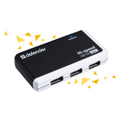 Хаб USB 2.0, 4 порта, порт для питания, черный, DEFENDER QUADRO INFIX, 83504