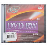 Диск DVD-RW VS 4,7 Gb, 4x, Slim Case, КОМПЛЕКТ 5 шт., VSDVDRB5001