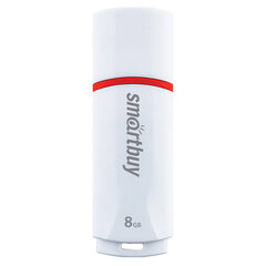 Флеш-диск 8 GB, SMARTBUY Crown, USB 2.0, белый, SB8GBCRW-W
