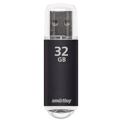 Флеш-диск 32 GB, SMARTBUY V-Cut, USB 2.0, металлический корпус, черный, SB32GBVC-K