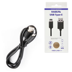 Кабель USB 2.0 AM – TypeC, 1 м, RED LINE, для подключения портативных устройств и периферии, черный