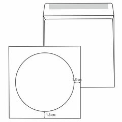 Конверты для CD/<wbr/>DVD (125&times;125 мм) с окном, бумажные, клей декстрин, КОМПЛЕКТ 100 шт., 201070.100