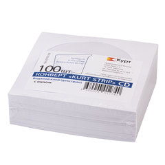 Конверты для CD/<wbr/>DVD (125&times;125 мм) с окном, бумажные, клей декстрин, КОМПЛЕКТ 100 шт., 201070.100