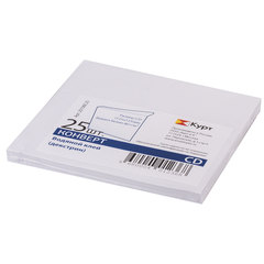 Конверты для CD/<wbr/>DVD (125&times;125 мм) без окна, бумажные, клей декстрин, КОМПЛЕКТ 25 шт., 201060.25