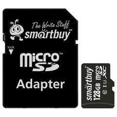 Карта памяти micro SDXC, 128 GB, SMARTBUY, UHS-1 U1, 80 Мб/<wbr/>сек. (class 10), с адаптером, SB128GBSDCL1001