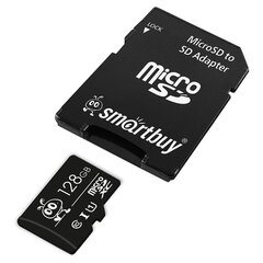 Карта памяти micro SDXC, 128 GB, SMARTBUY, UHS-1 U1, 80 Мб/<wbr/>сек. (class 10), с адаптером, SB128GBSDCL1001