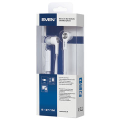 Наушники с микрофоном (гарнитура) SVEN E-211M, проводные, 1,2 м, вкладыши, белый