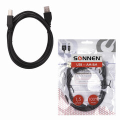 Кабель USB2.0 AM-BM, 1,5 м, SONNEN, медь, для подключения периферийных устройств &mdash; принтеров, сканеров, МФУ, плоттеров, черный, 513118