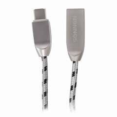 Кабель USB 2.0 – Type-C, 1 м, SONNEN Premium, медь, передача данных и быстрая зарядка, 513127