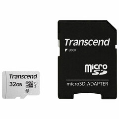Карта памяти microSDHC 32 GB TRANSCEND UHS-I U3, 95 Мб/<wbr/>сек (class 10), адаптер, TS32GUSD300S-A