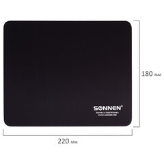 Коврик для мыши SONNEN &laquo;BLACK&raquo;, резина + ткань, 220&times;180&times;3 мм, 513309