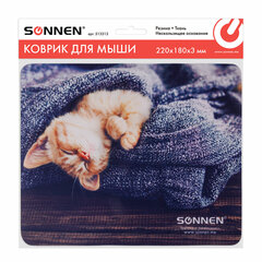 Коврик для мыши SONNEN &laquo;KITTEN&raquo;, резина + ткань, 220&times;180&times;3 мм, 513313