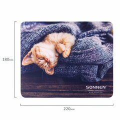 Коврик для мыши SONNEN &laquo;KITTEN&raquo;, резина + ткань, 220&times;180&times;3 мм, 513313