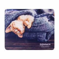 Коврик для мыши SONNEN &laquo;KITTEN&raquo;, резина + ткань, 220&times;180&times;3 мм, 513313