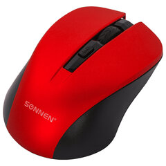 Мышь беспроводная с бесшумным кликом SONNEN V18, USB, 800/<wbr/>1200/<wbr/>1600 dpi, 4 кнопки, красная, 513516