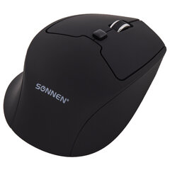 Мышь беспроводная SONNEN V33, USB, 800/<wbr/>1200/<wbr/>1600 dpi, 6 кнопок, оптическая, черная, SOFT TOUCH, 513517