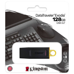 Флеш-диск 128 GB KINGSTON DataTraveler Exodia, разъем USB 3.2, черный/<wbr/>желтый, DTX/<wbr/>128GB