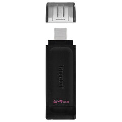 Флеш-диск 64 GB KINGSTON DataTraveler 70, разъем Type-C 3.2, черный, DT70/<wbr/>64GB