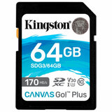 Карта памяти SDXC 64GB KINGSTON Canvas Go Plus, UHS-I U3, 170 Мб/с (class 10), SDG3/64GB