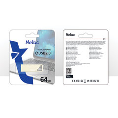 Флеш-диск 64 GB NETAC U326, USB 2.0, металлический корпус, серебристый, NT03U326N-064G-20PN