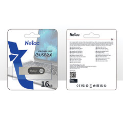 Флеш-диск 16 GB NETAC U278, USB 2.0, металлический корпус, серебристый/<wbr/>черный, NT03U278N-016G-20PN
